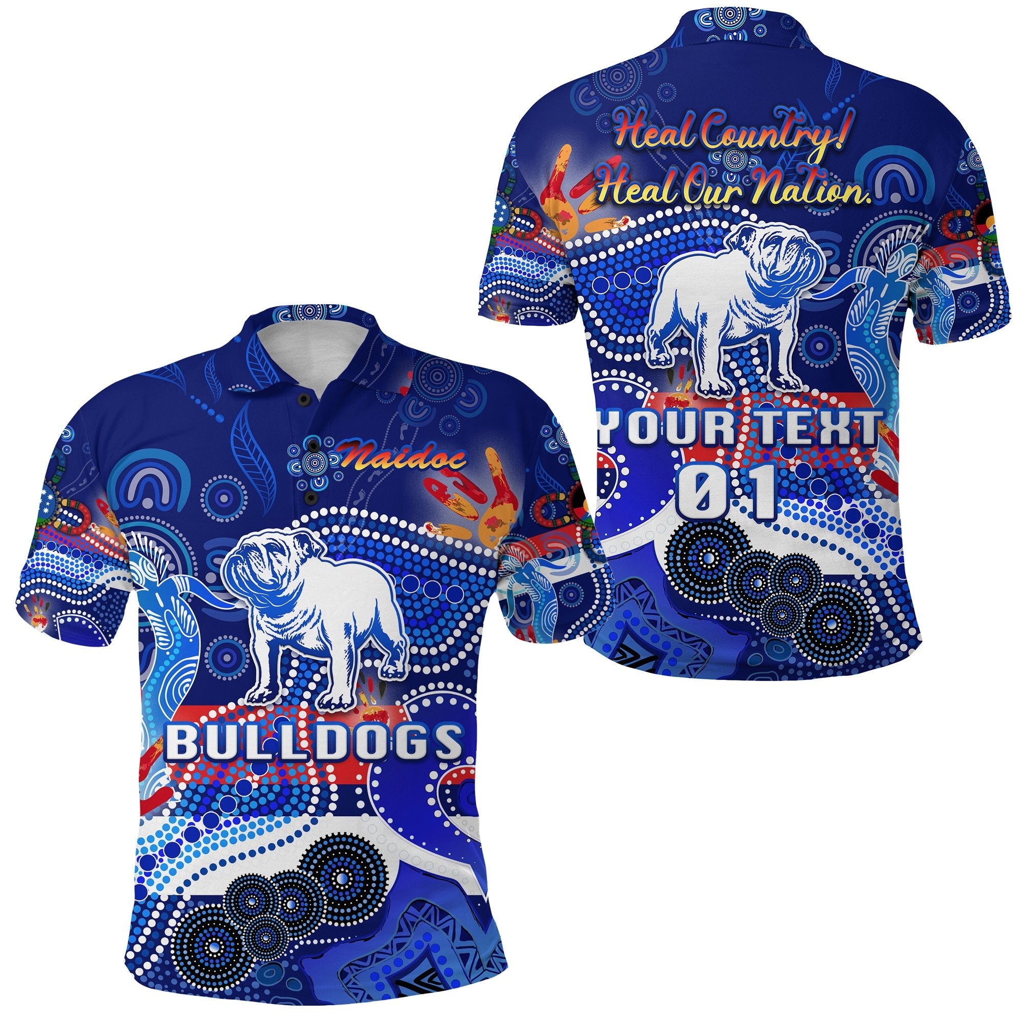 custom-personalised-western-polo-shirt-bulldogs-indigenous-naidoc-heal-country-heal-our-nation-custom-text-and-number