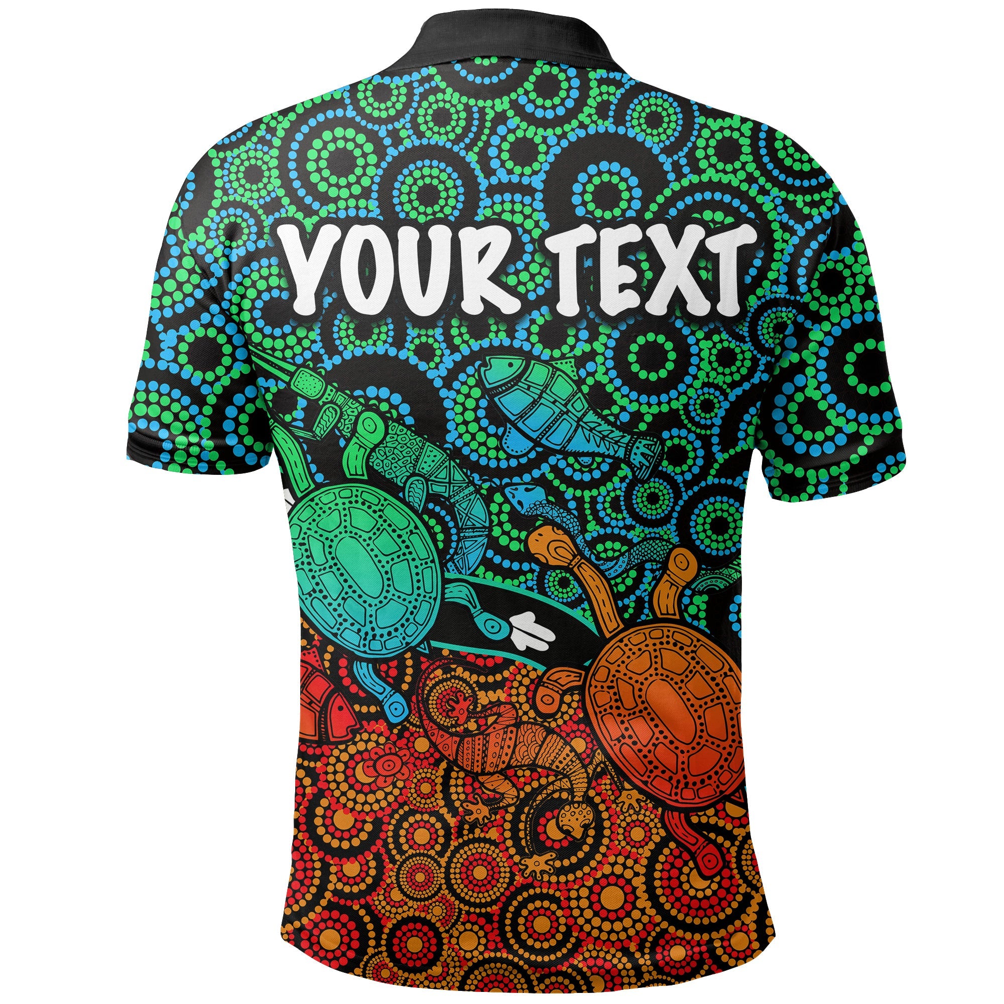 custom-personalised-aboriginal-circles-polo-shirt-turtle