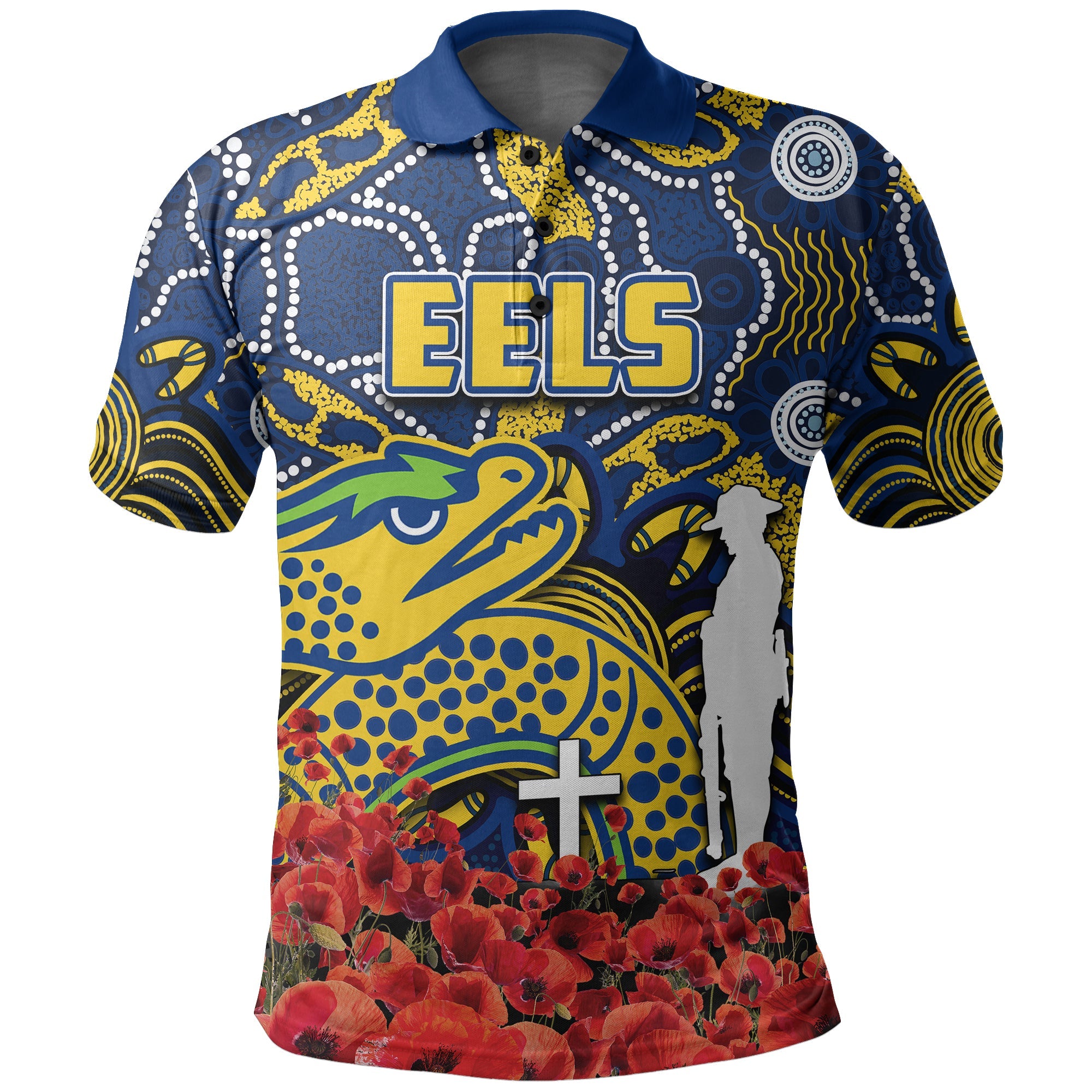 Eels Polo Shirts Anzac Day Poppy Flowers With Aboriginal 