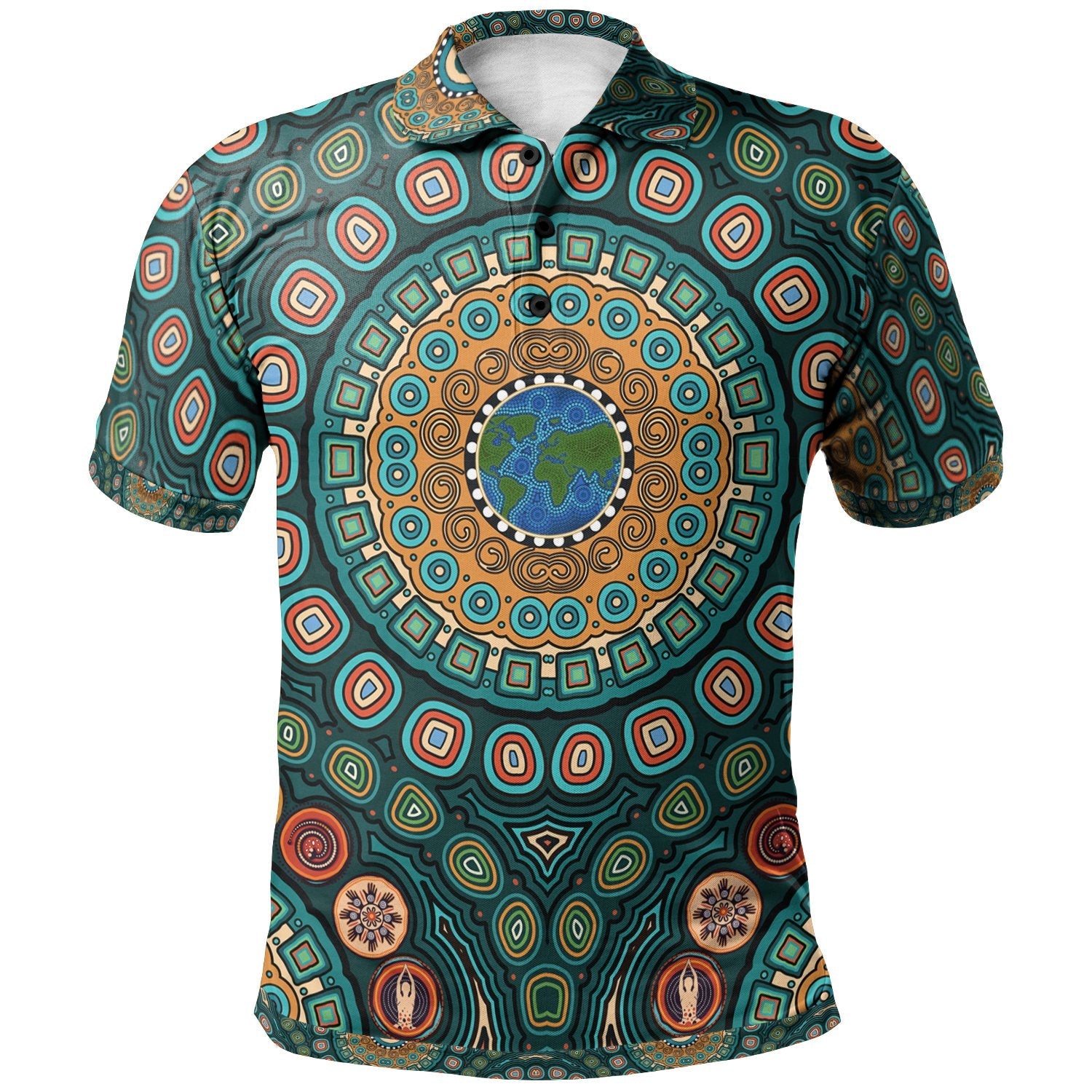 polo-shirt-aboriginal-green-dot-painting-with-earth