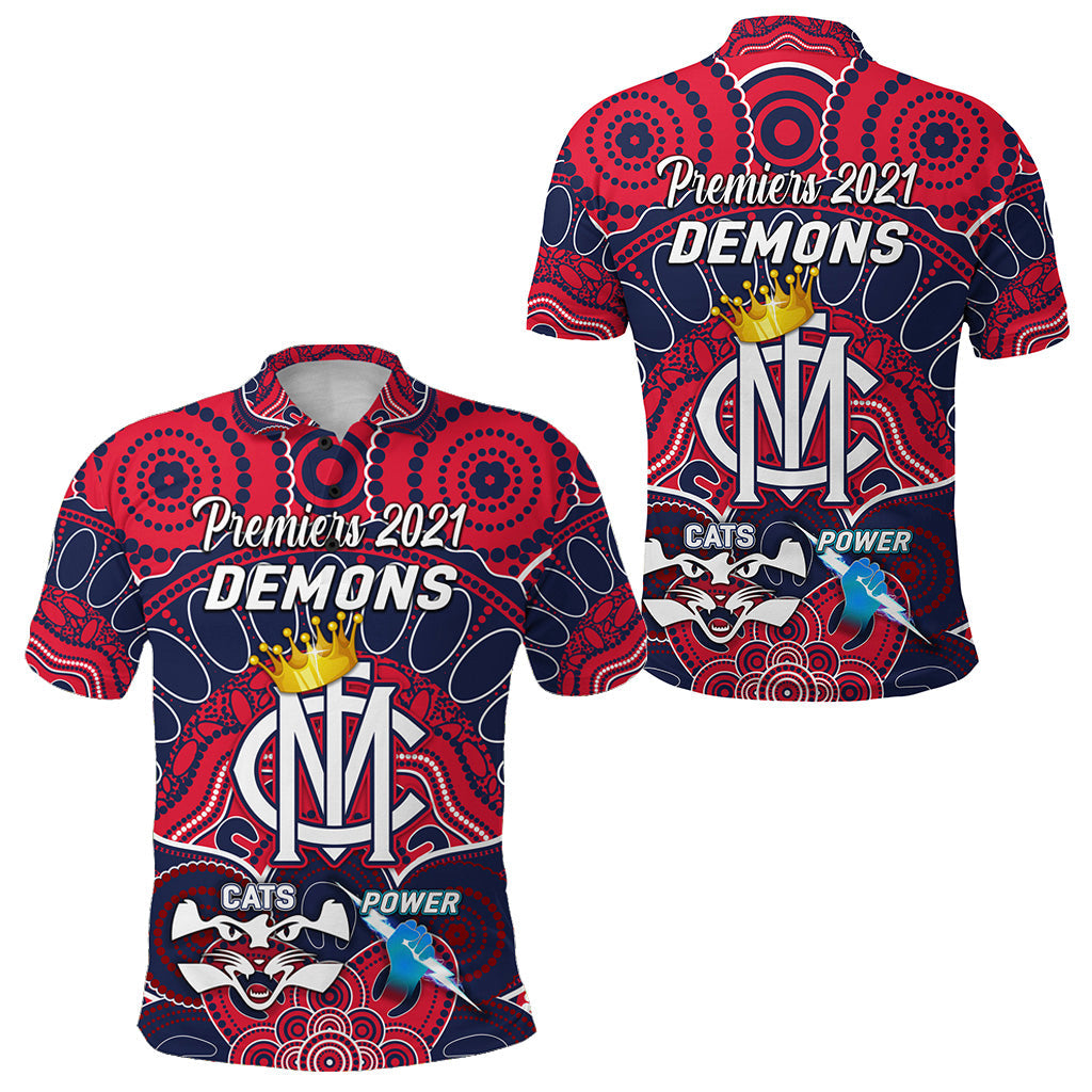 melbourne-demons-indigenous-polo-shirt-football-2021-premiers-the-king