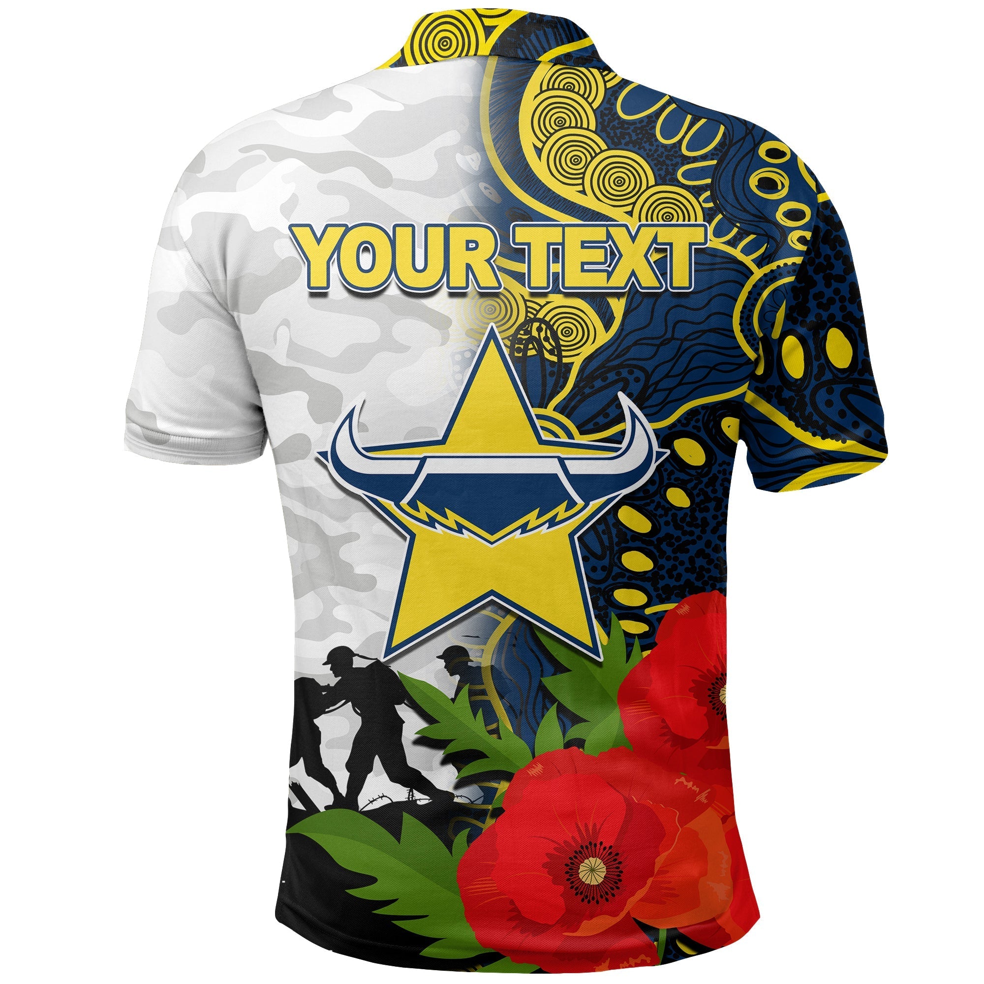 custom-personalisedcowboys-anzac-day-aboriginal-mix-army-patterns-polo-shirt