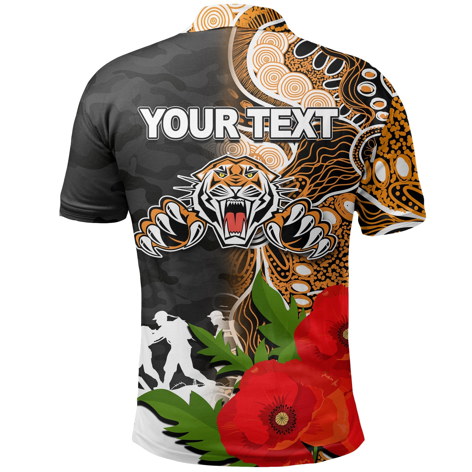 custom-personalisedtigers-anzac-day-aboriginal-mix-army-patterns-polo-shirt