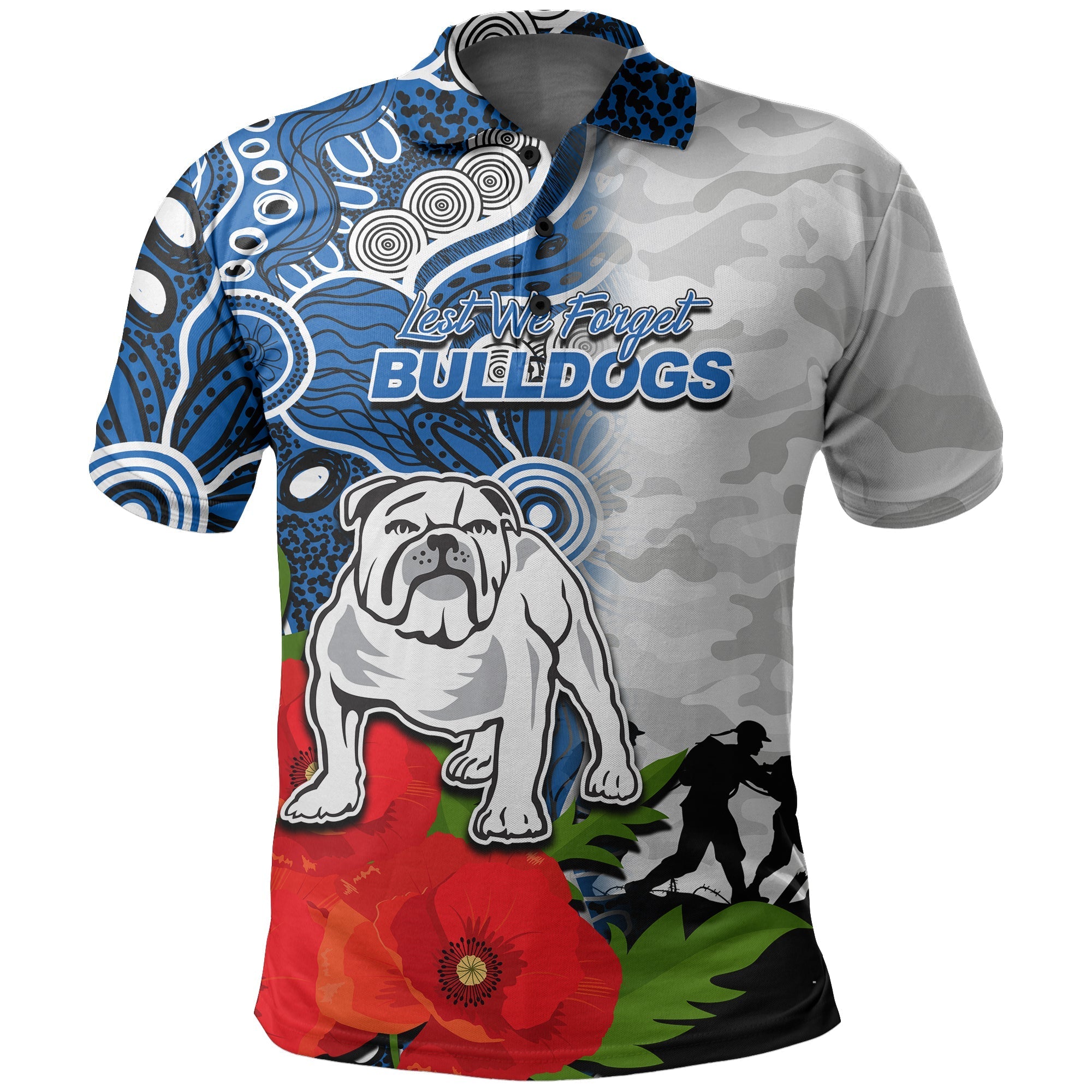 custom-personalisedbulldogs-anzac-day-aboriginal-mix-army-patterns-polo-shirt