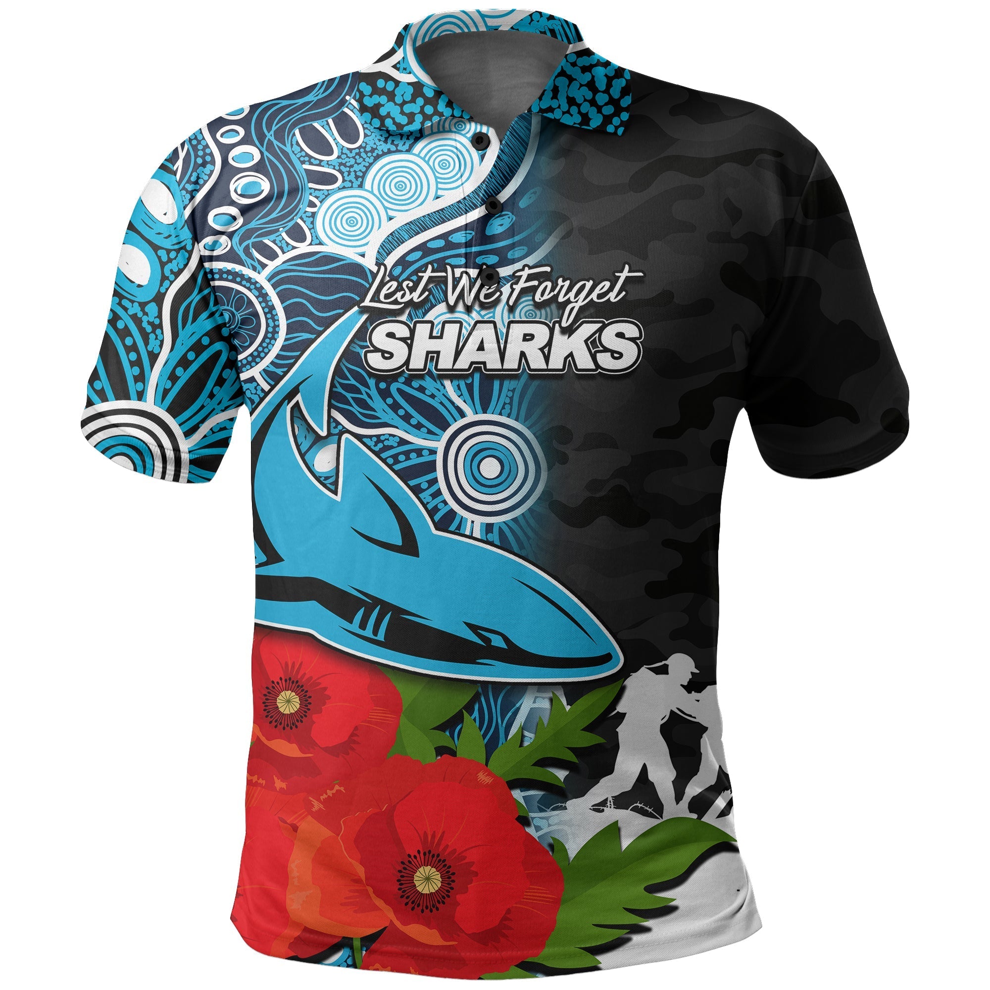 custom-personalisedsharks-anzac-day-aboriginal-mix-army-patterns-polo-shirt