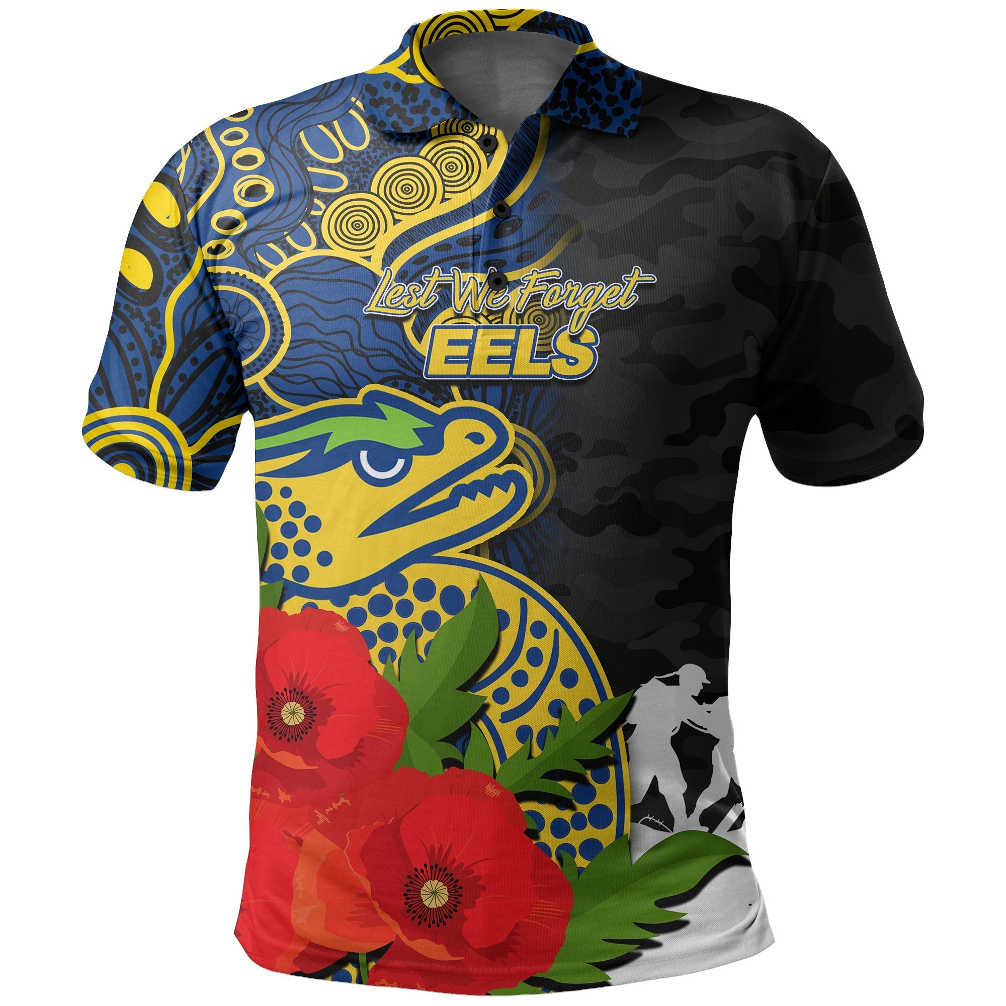 custom-personalisedeels-anzac-day-aboriginal-mix-army-patterns-polo-shirt-no1