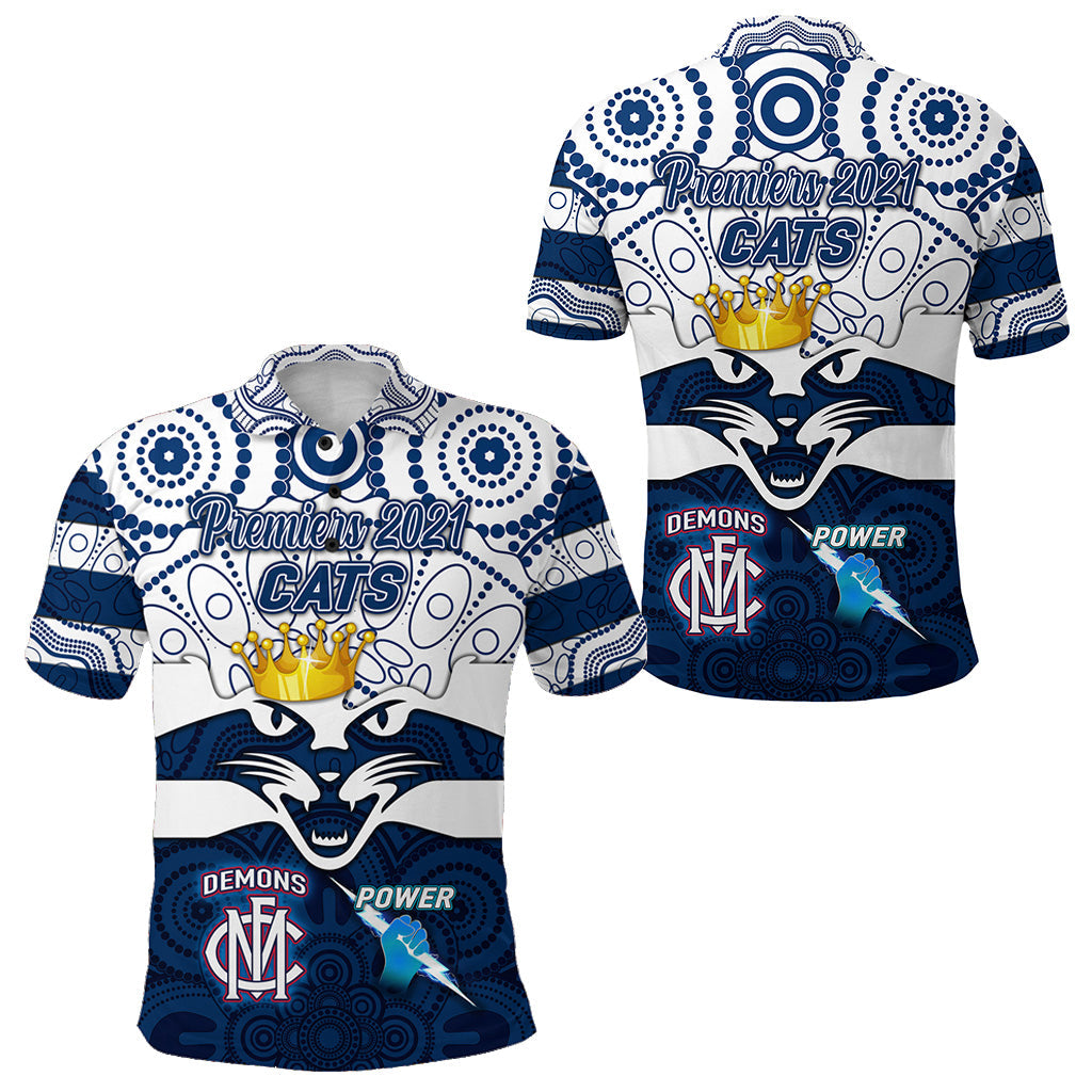 geelong-cats-indigenous-polo-shirt-football-2021-premiers-the-king