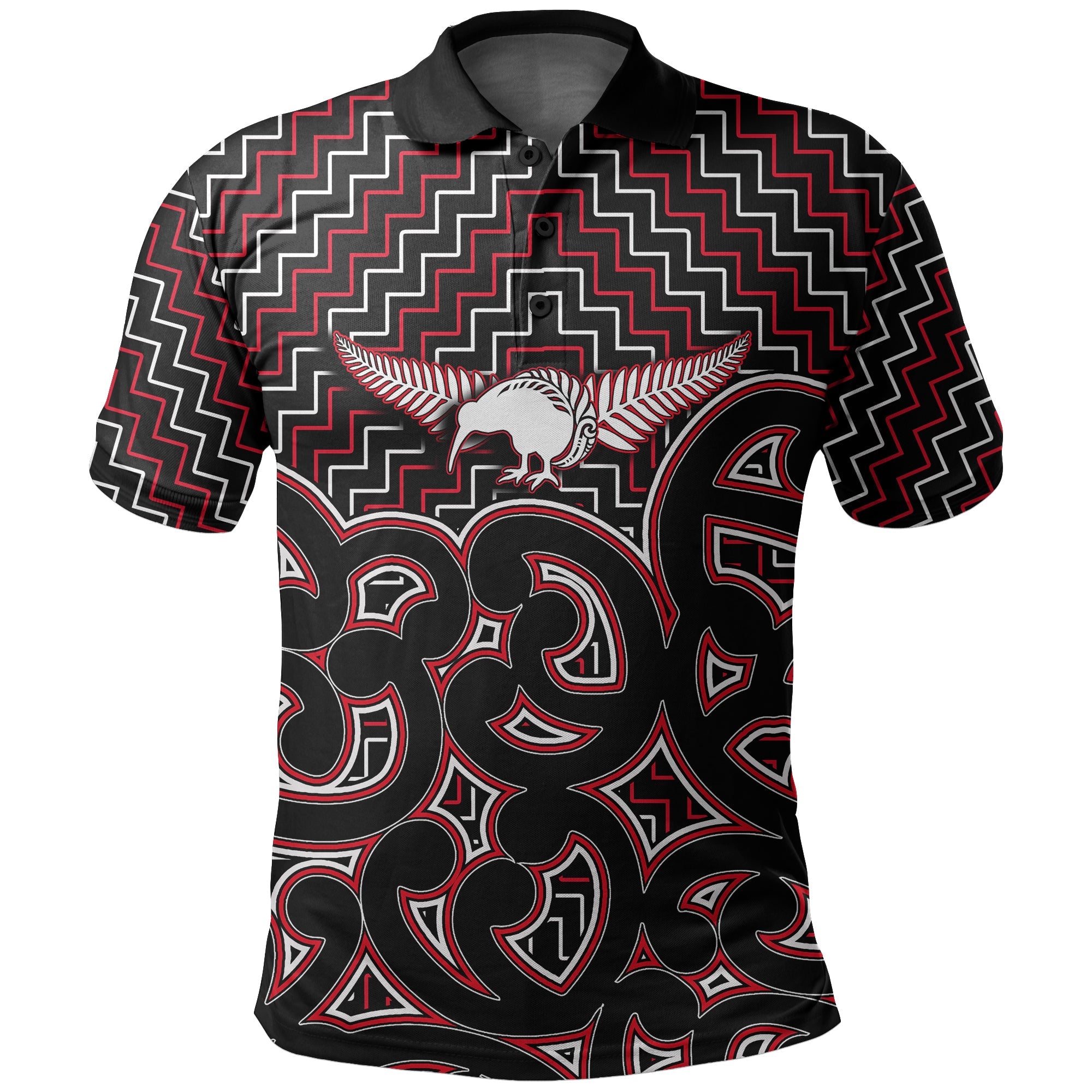 new-zealand-polo-shirt-maori-graphic-tee-patterns-red