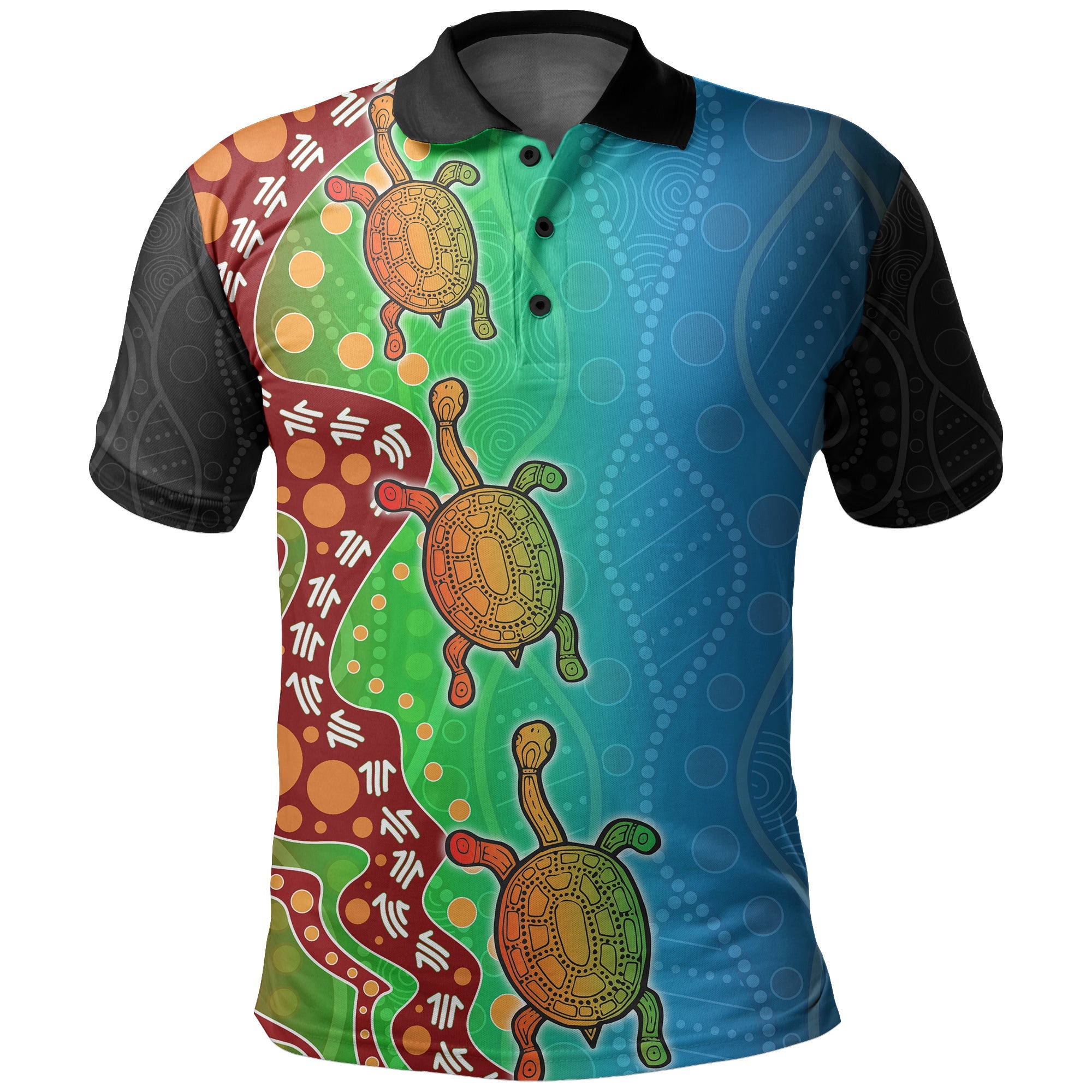 custom-personalised-aboriginal-polo-shirt-turtle