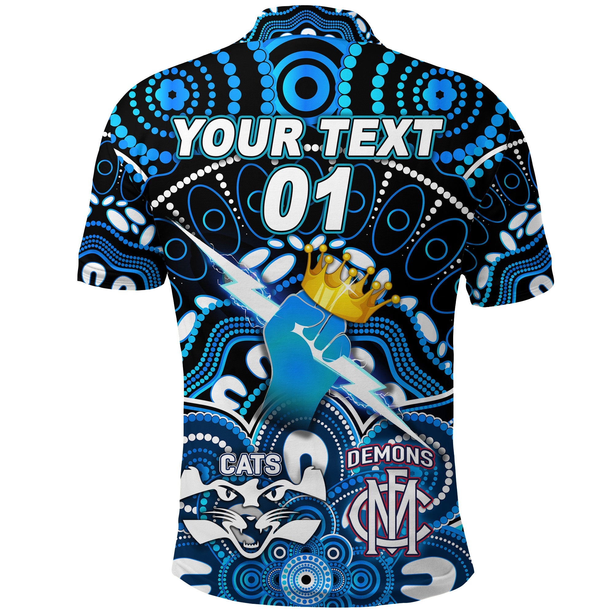 custom-personalised-port-adelaide-power-indigenous-polo-shirt-football-2021-premiers-the-king-custom-text-and-number