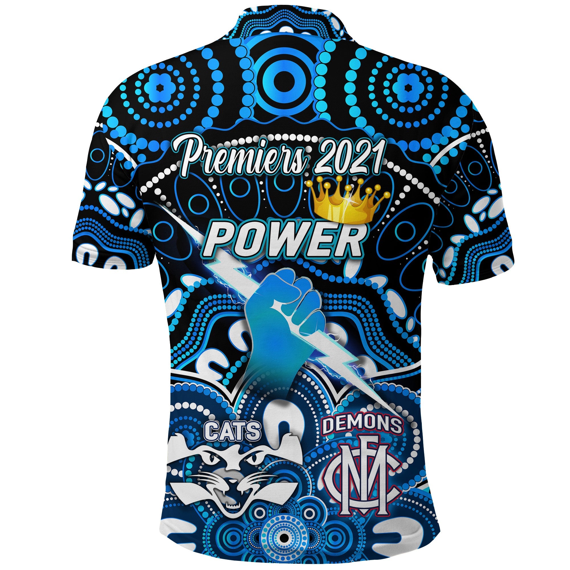 port-adelaide-power-indigenous-polo-shirt-football-2021-premiers-the-king