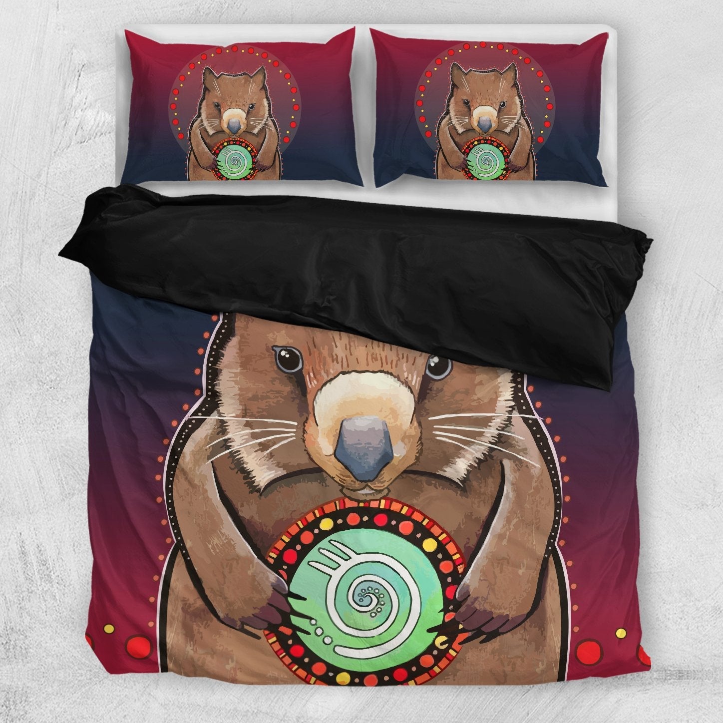 aboriginal-bedding-sets-wombat-circle-patterns-drawing-painting