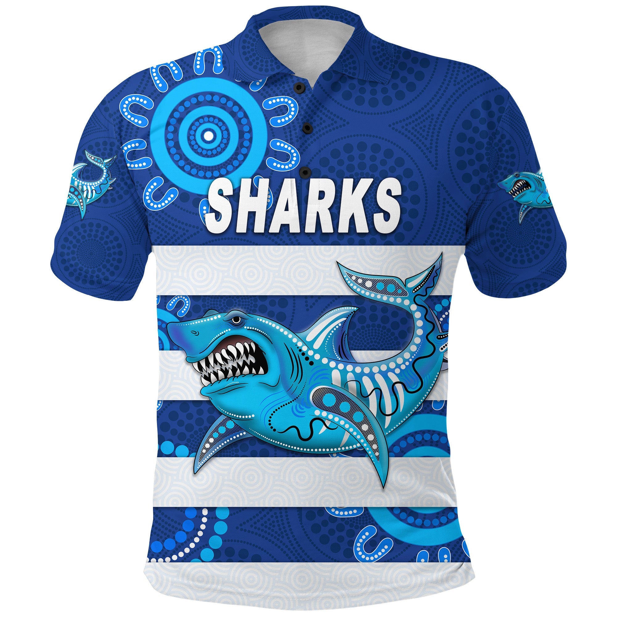 custom-personalised-east-fremantle-football-club-polo-shirt-sharks-indigenous-version-custom-text-and-number