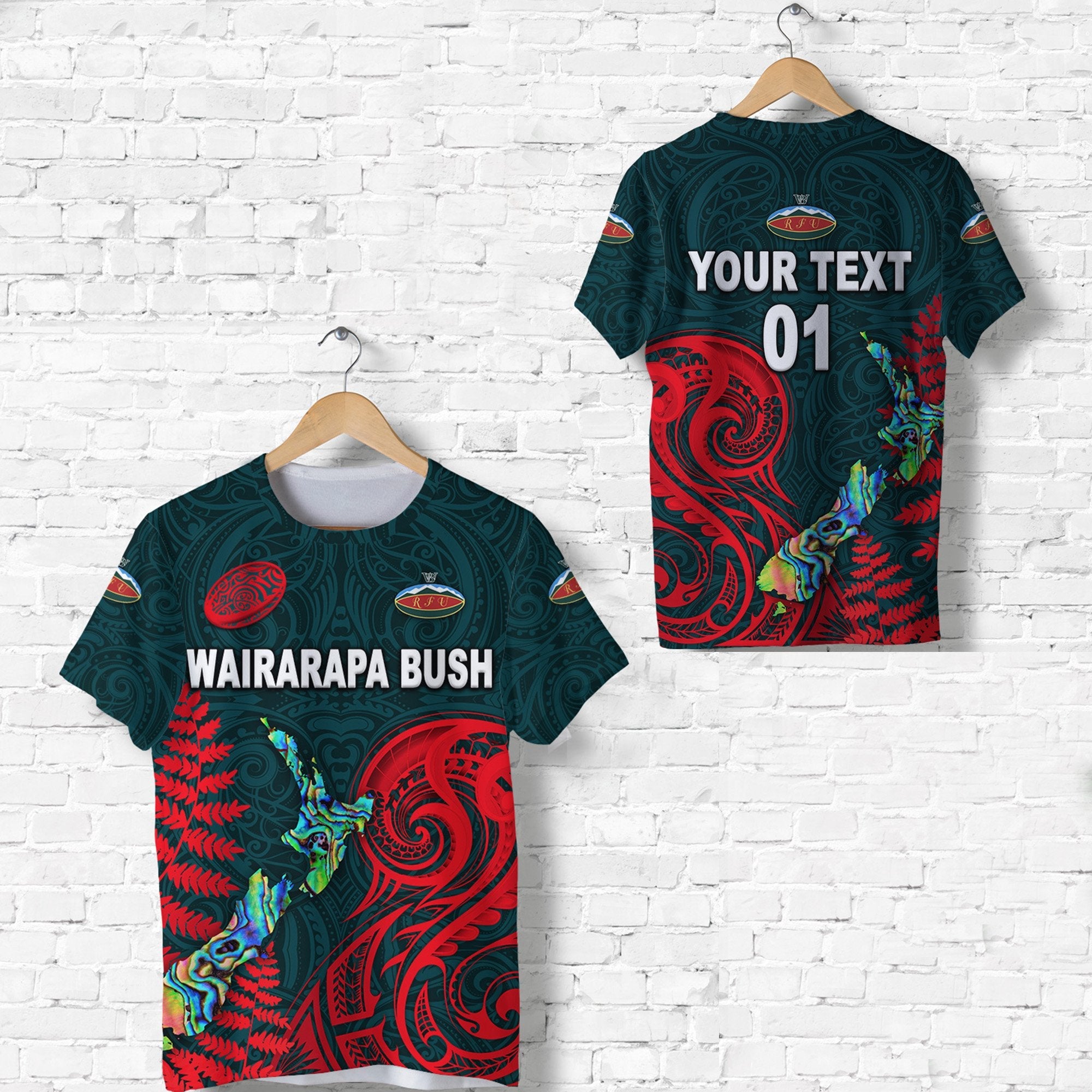 custom-personalised-maori-wairarapa-bush-rugby-t-shirt-new-zealand-silver-fern-custom-text-and-number