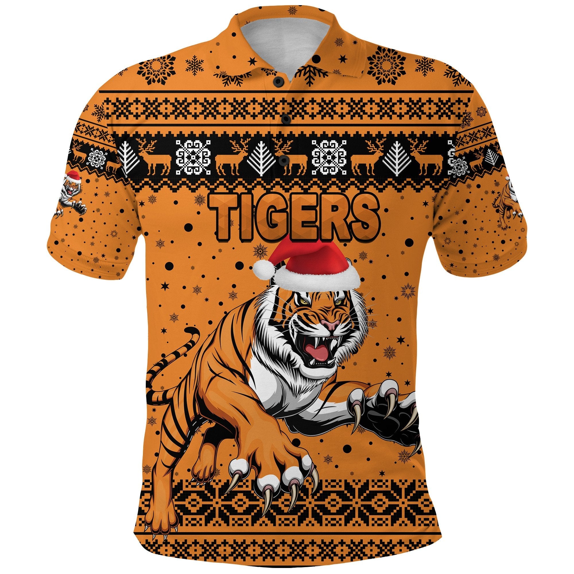 wests-christmas-polo-shirt-tigers-unique-vibes-orange