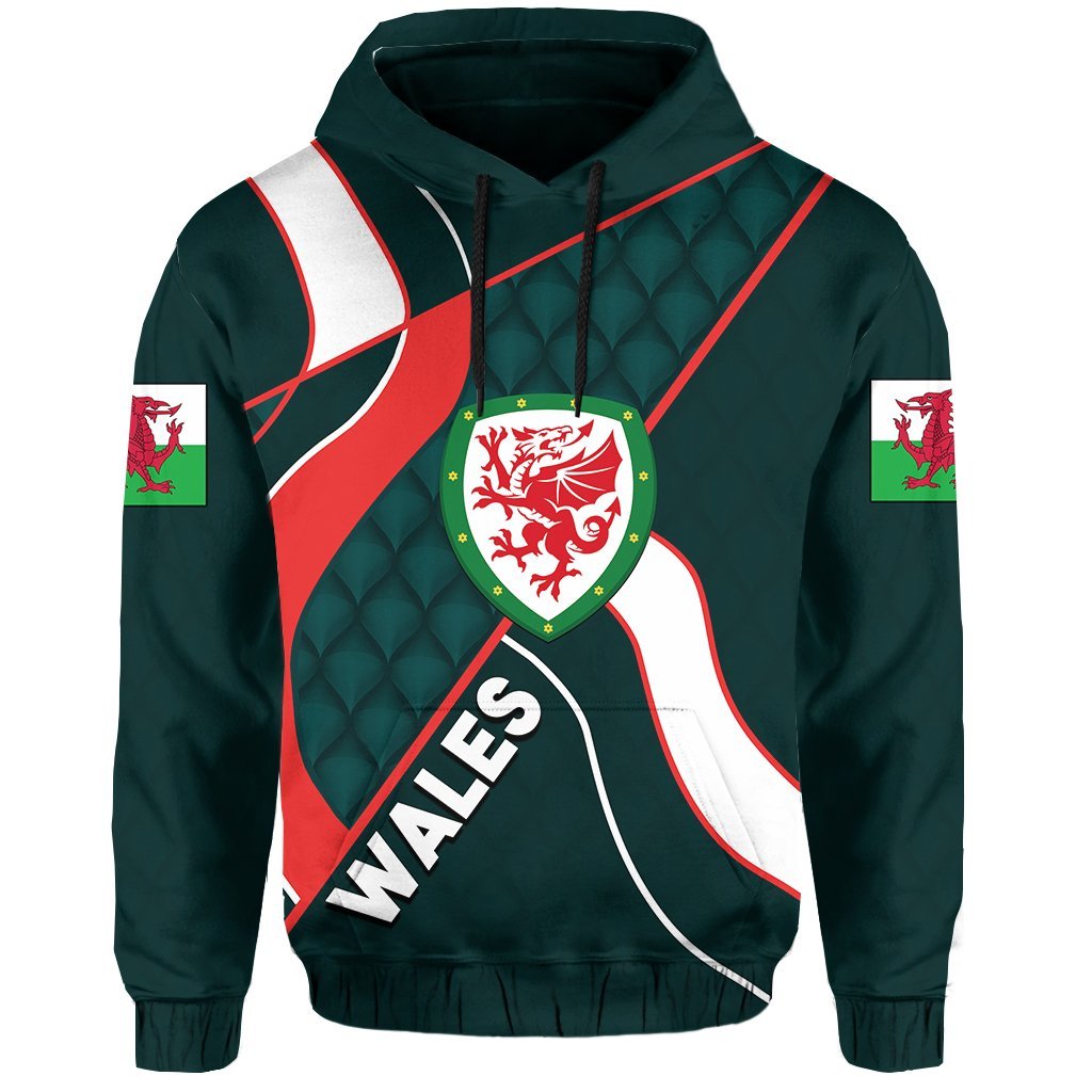 Wales Hoodie, Welsh Dragon Pullover Hoodie Vintage