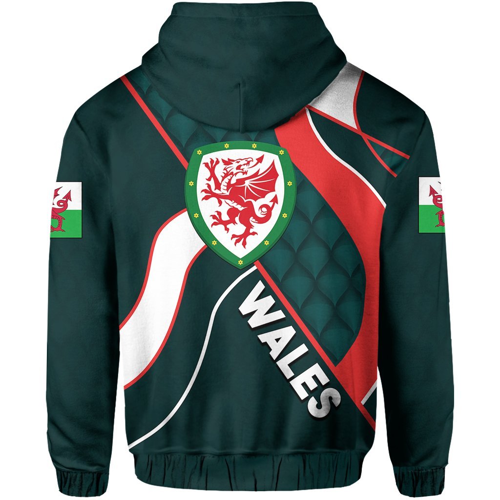 Wales Hoodie, Welsh Dragon Pullover Hoodie Vintage