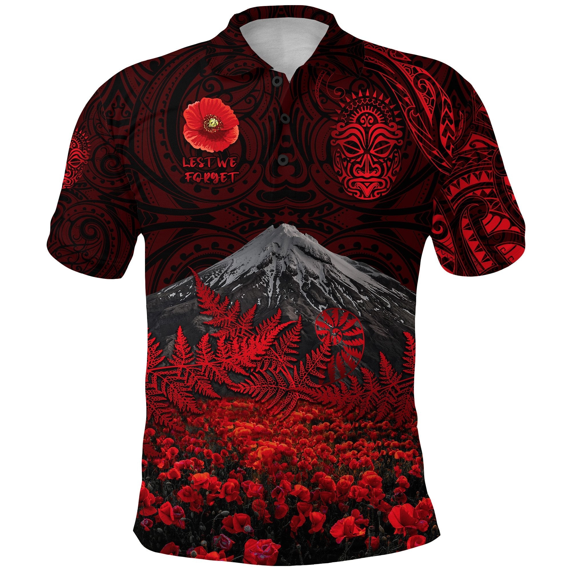 warriors-rugby-polo-shirt-new-zealand-mount-taranaki-with-poppy-flowers-anzac-vibes-3