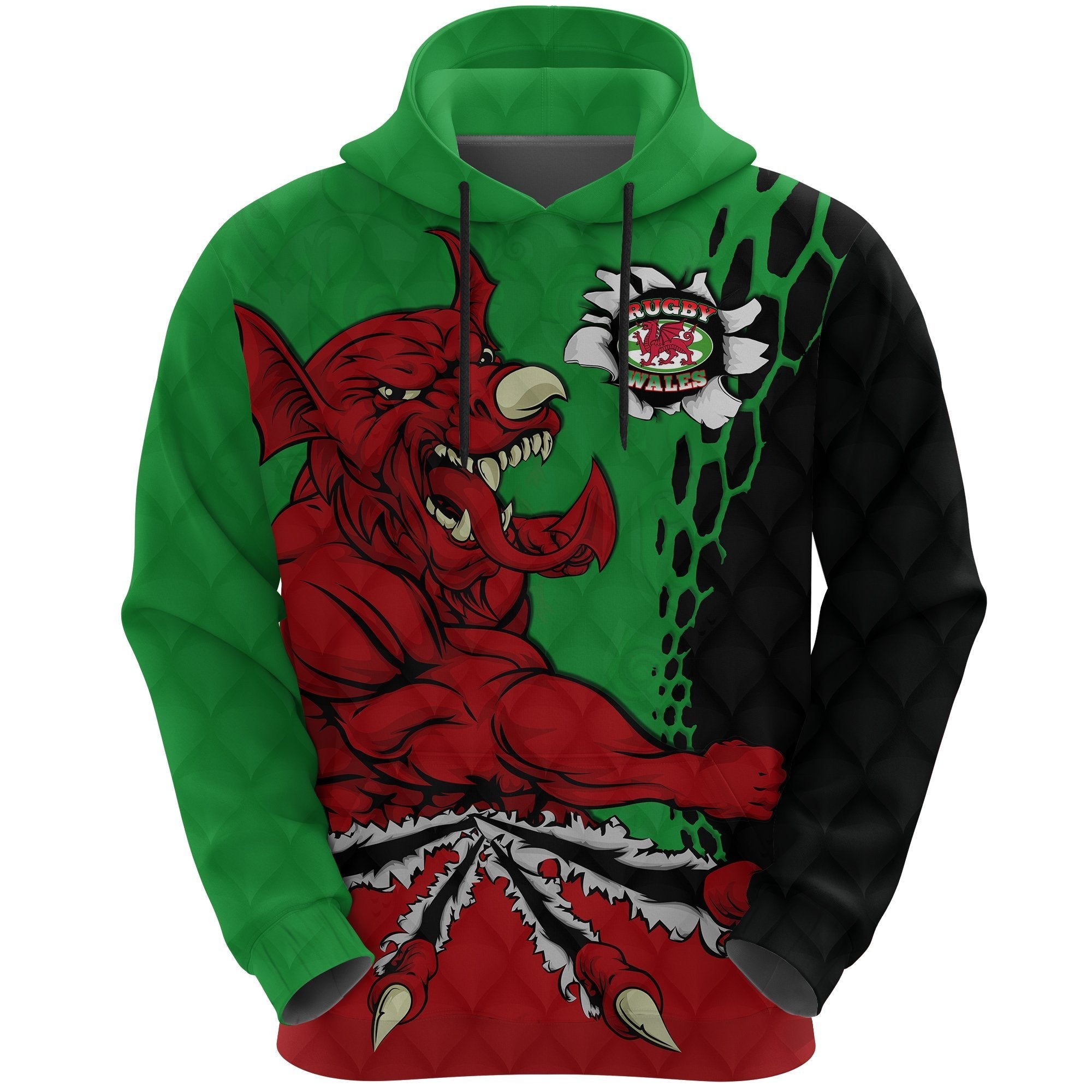 Wales Rugby Hoodie Welsh Dragon