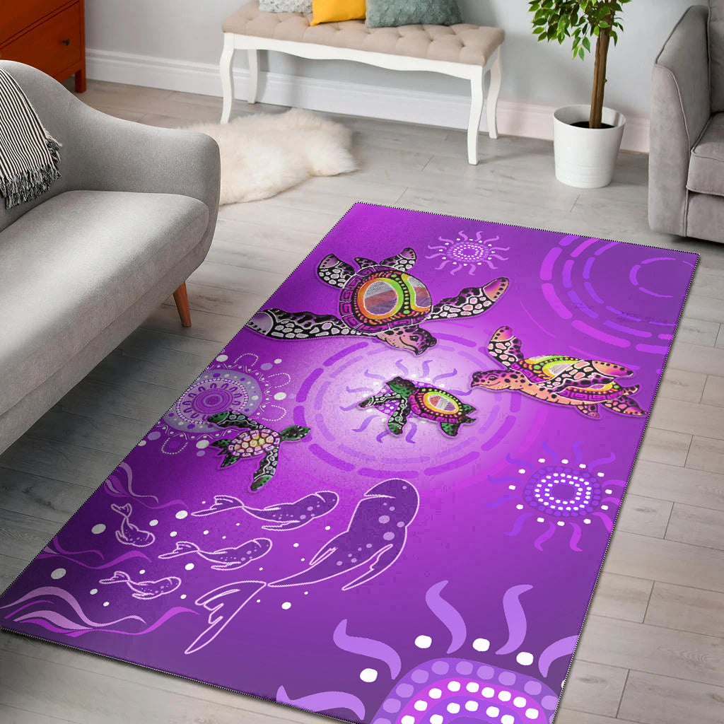 australian-aboriginal-area-rug-happy-turtle-family-version-purple