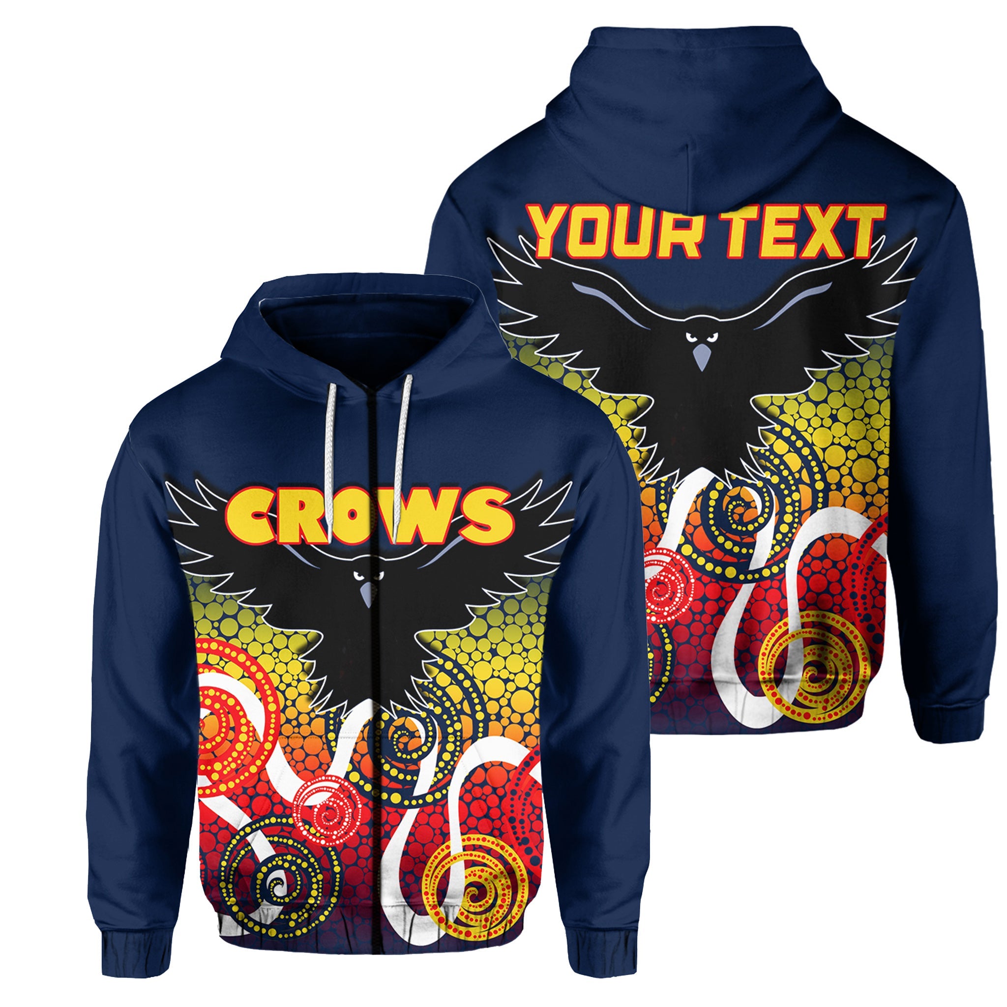 custom-personalised-adelaide-crows-zip-hoodie-indigenous-blue-color