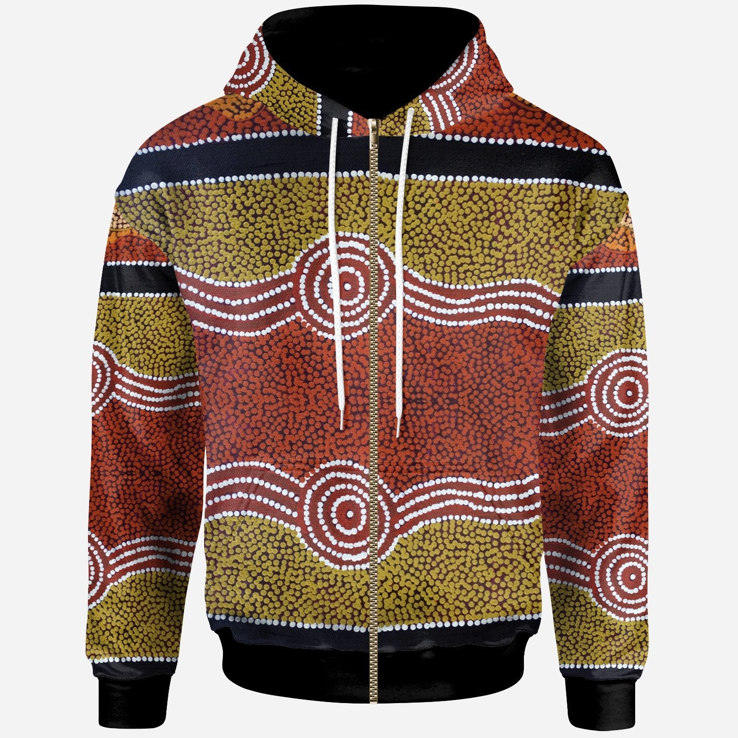 Zip  Hoodie - Aboriginal Dot Style