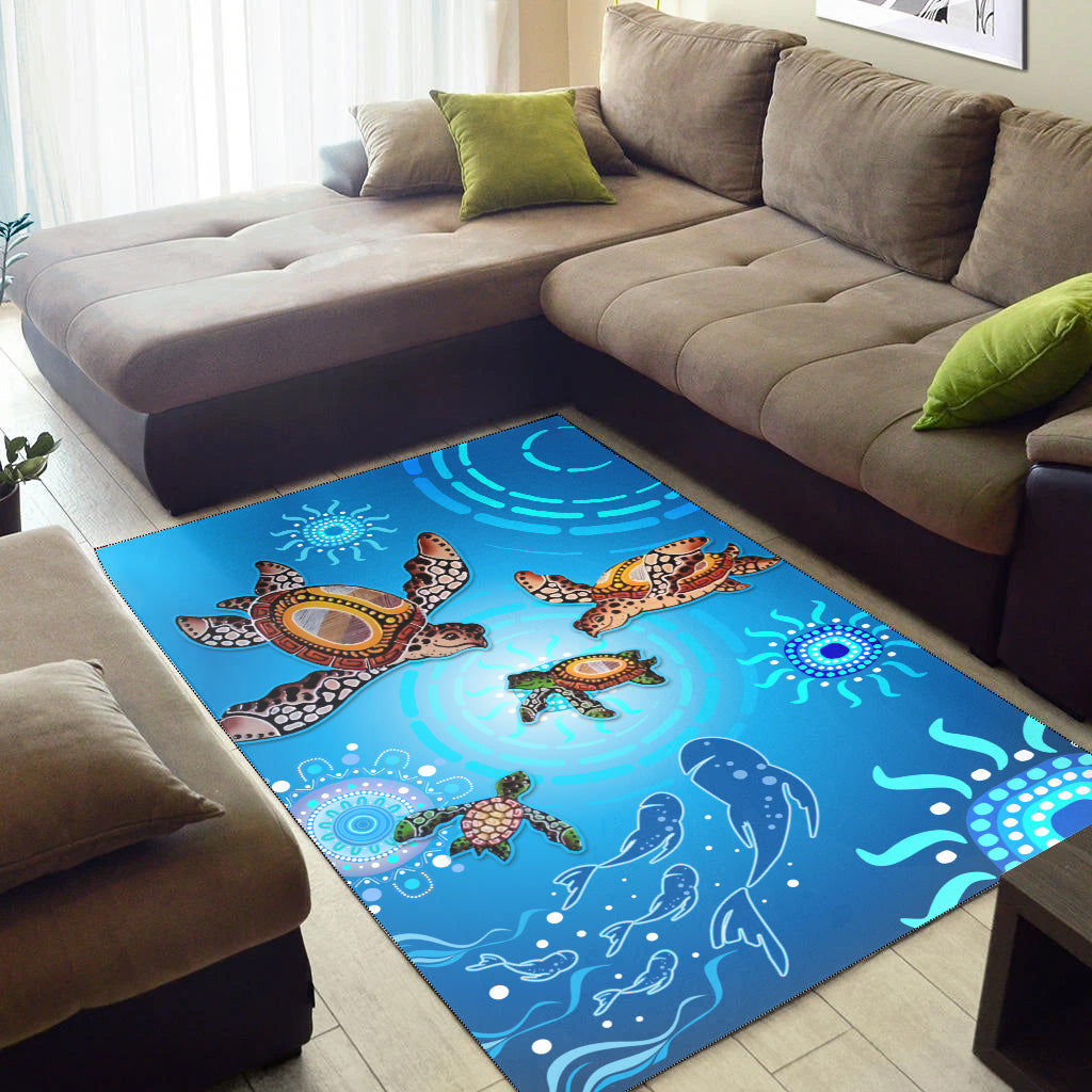 australian-aboriginal-area-rug-happy-turtle-family-version-blue